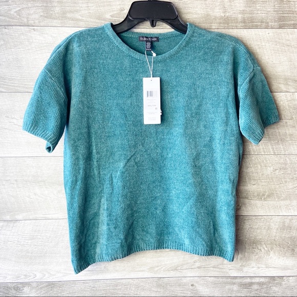 Eileen Fisher Tops - Eileen fisher knit cotton short sleeve green shirt